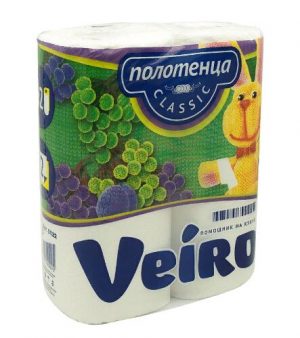 Полотенца рулонные бумажные Veiro Classic 2 сл, белые, 2 рул./12