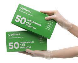 Перчатки виниловые OptiLine М 100 шт/уп (10)