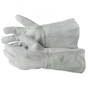 Краги спилковые пятипалые серые