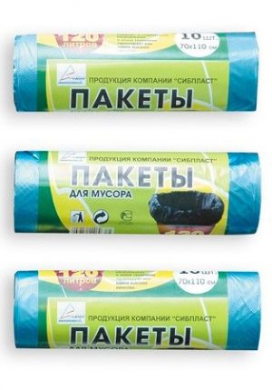 Пакет для мусора 120л 10шт Помощник 70*110 15мкр/80 (800)