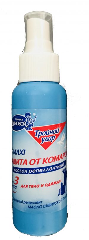 Лосьон репеллентный от комаров Домовой Тройной удар 100мл/36