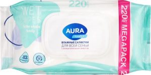 Салфетки влажные AURA FAMILY Для всей семьи, 220 шт