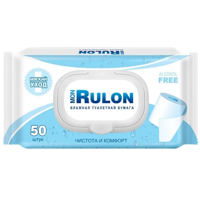 Влажная туалетная бумага Mon Rulon №50 с пластиковым клапаном *16/32