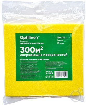 Салфетка вискозная OptiLine 30*34см.желтая 3 шт.(40)