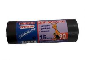 Пакет для мусора 90л 15шт Помощник 65*90 18мкр /50 (750)