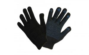 Перчатки х/б с ПВХ 6-и нит.(плотные)чёрные/200