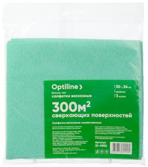 Салфетка вискозная OptiLine 30*34см.зеленая 3 шт.(40)