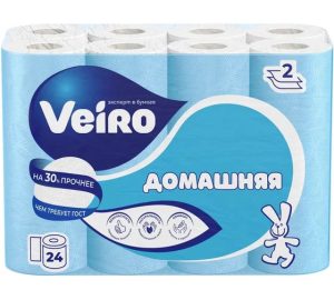 Туалетная бумага Veiro 24рул. 2х-сл..Домашняя 15м. 120 листов/ 3